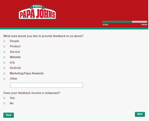 Papa John's Customer Satisfaction Survey
