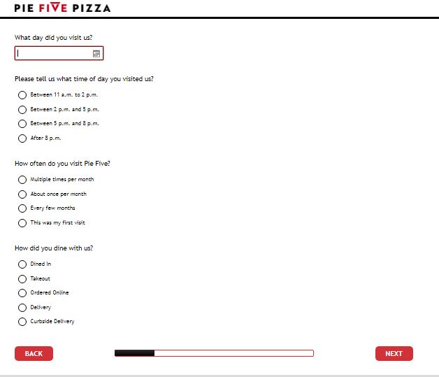 Pie Five Pizza Customer Experience Survey