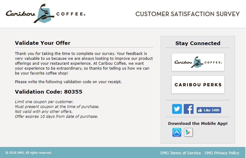 caribou coffee customer survey