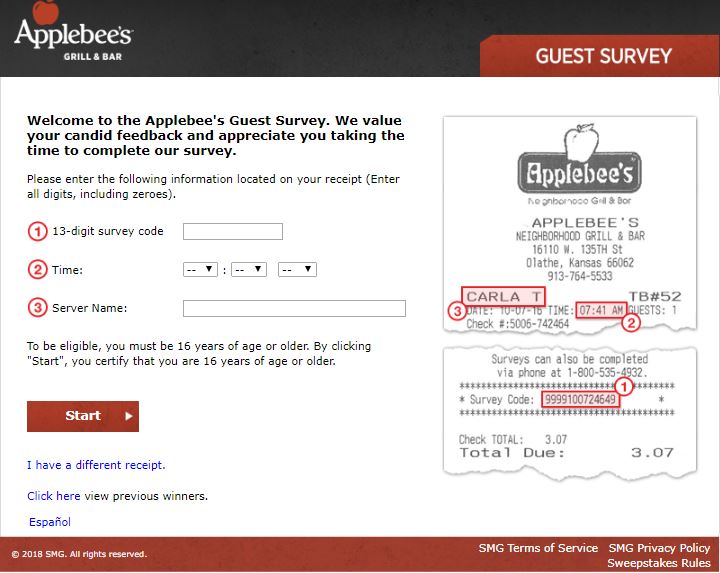 applebees survey
