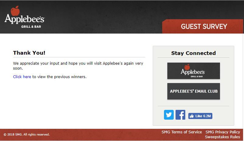 Applebee's Guest Experience Survey, www.myapplebeesvisit.com ...