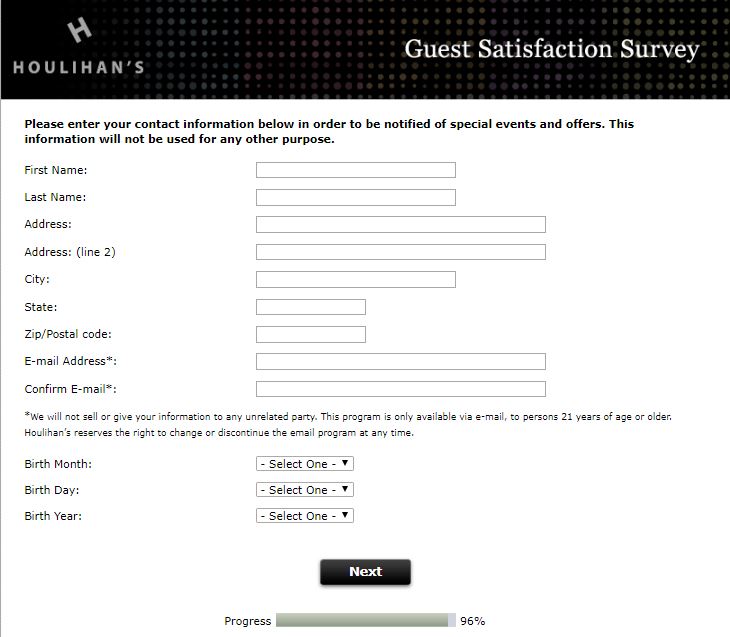 Houlihan's Guest Satisfaction Survey - Customer Survey and ...