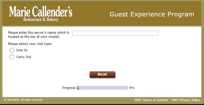 Survey Rules - Marie Callender's Restaurant & Bakery
