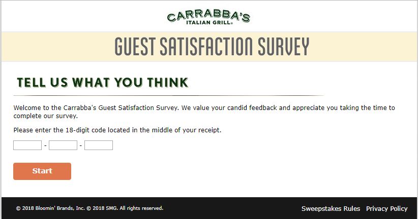 carrabba's customer survey
