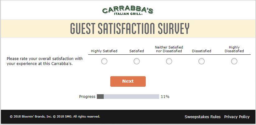 carrabba's restaurant survey
