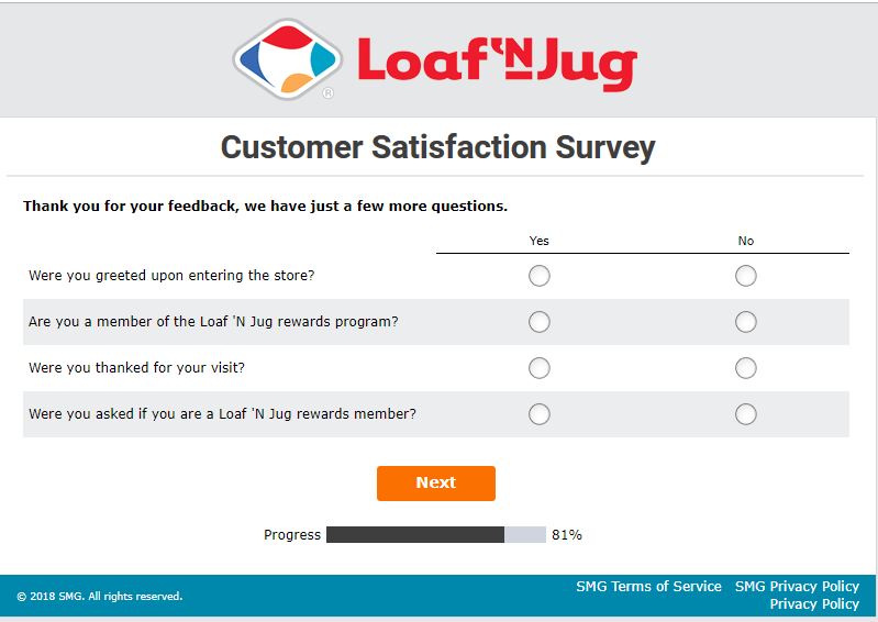 Loaf 'N Jug Customer Satisfaction Survey 