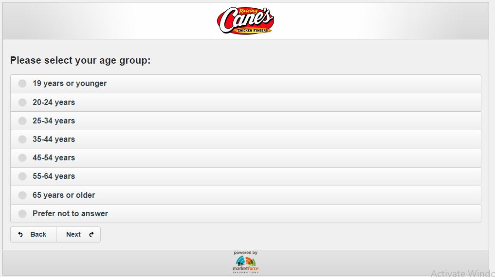Raising Cane's Customer Satisfaction Survey