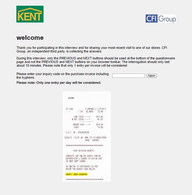 Kent Building Supplies Customer Survey - www.kentsurvey.ca | 2018