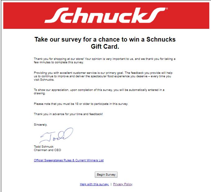 schnucks listens survey