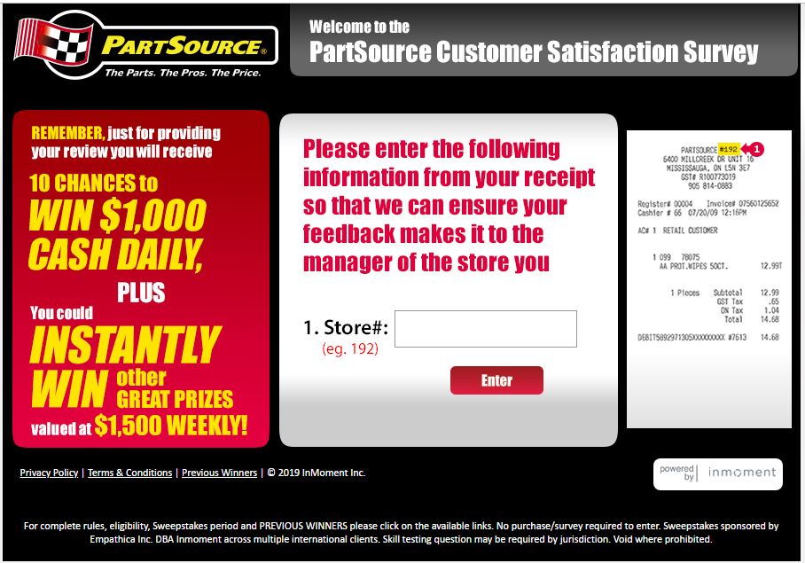 PartSource Customer Satisfaction Survey | SweepstakesBible
