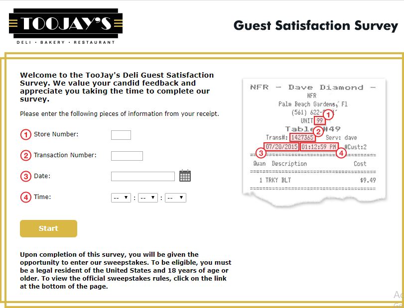 TooJay’s Guest Satisfaction Survey